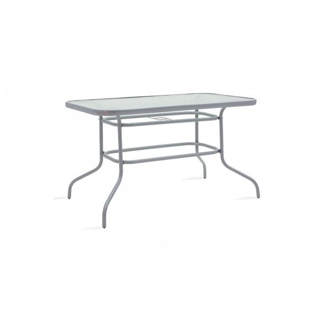 Τραπέζι κήπου "VALOR" από μέταλλο-γυαλί σε γκρι χρώμα 120x70x70