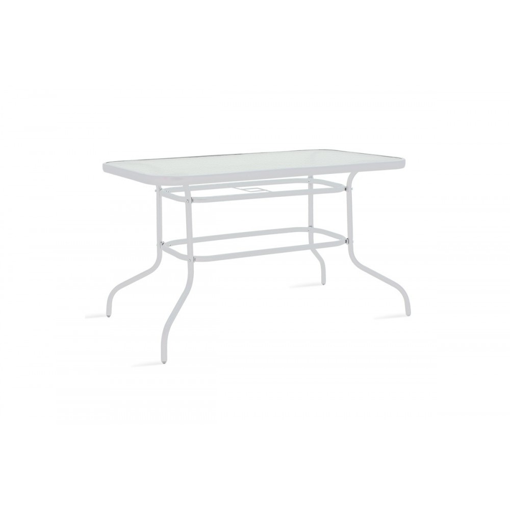 Τραπεζαρία κήπου 5τμχ "VALOR-CALAN"  από μέταλλο/textilene σε λευκό/καφέ χρώμα 120x70x70