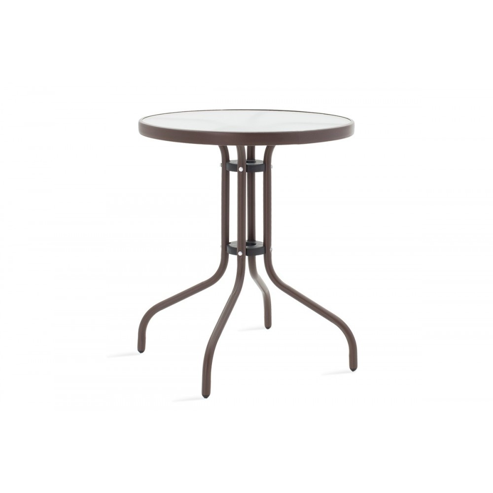 Τραπεζαρία κήπου 3τμχ "WATSON-CALAN" από μέταλλο/textilene σε καφέ χρώμα Φ60x70