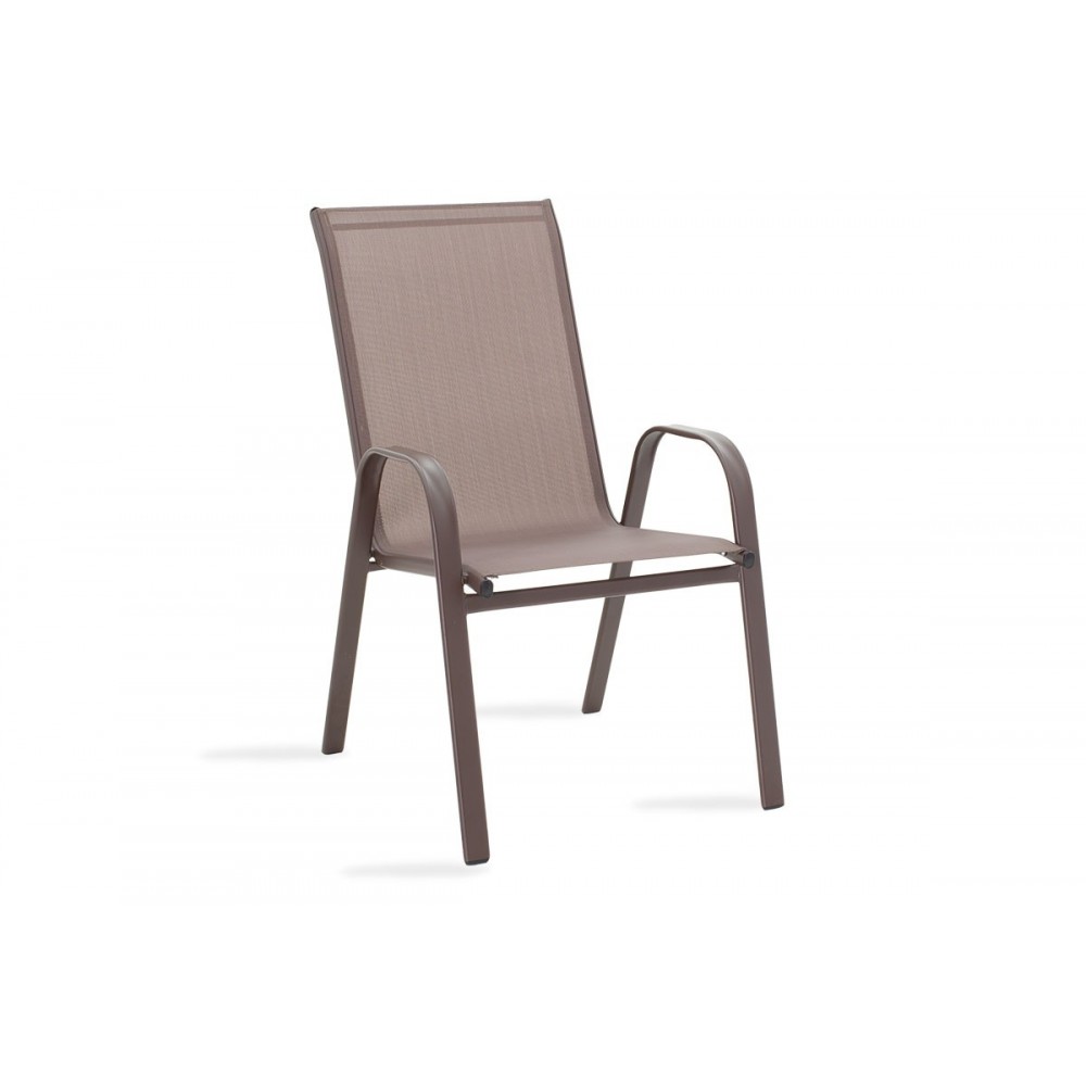 Τραπεζαρία κήπου 3τμχ "WATSON-CALAN" από μέταλλο/textilene σε καφέ χρώμα Φ60x70