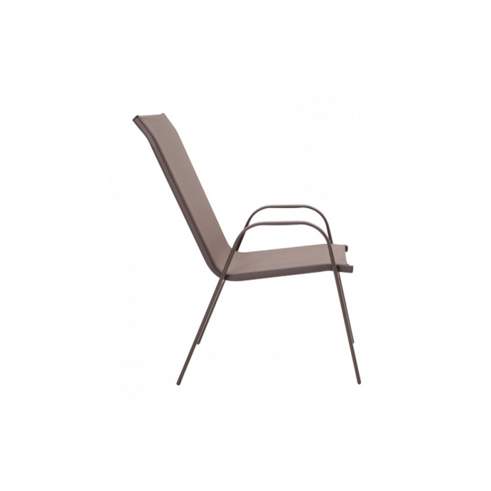 Τραπεζαρία κήπου 5τμχ "VALOR-CALAN" από μέταλλο/textilene σε καφέ χρώμα 120x70x70