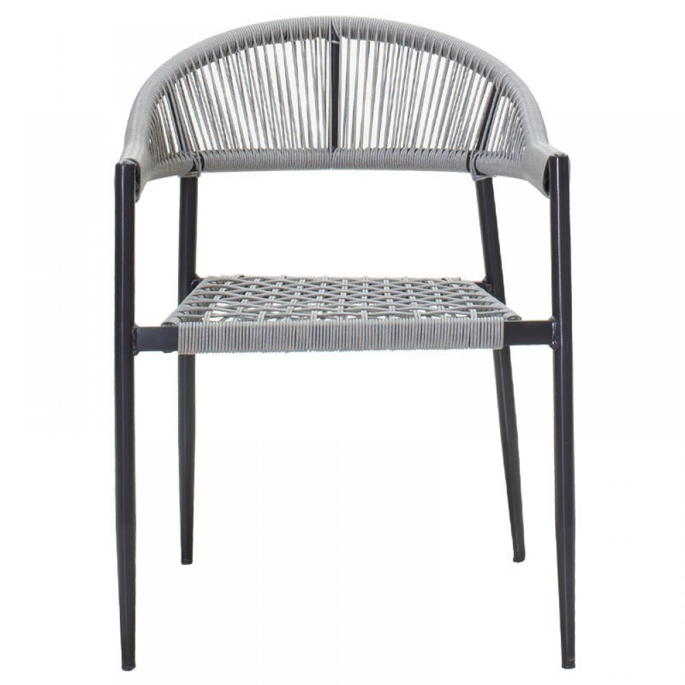 Πολυθρόνα κήπου "TIANA" από μέταλλο/rattan σε χρώμα γκρι/μαύρο 56x56x74