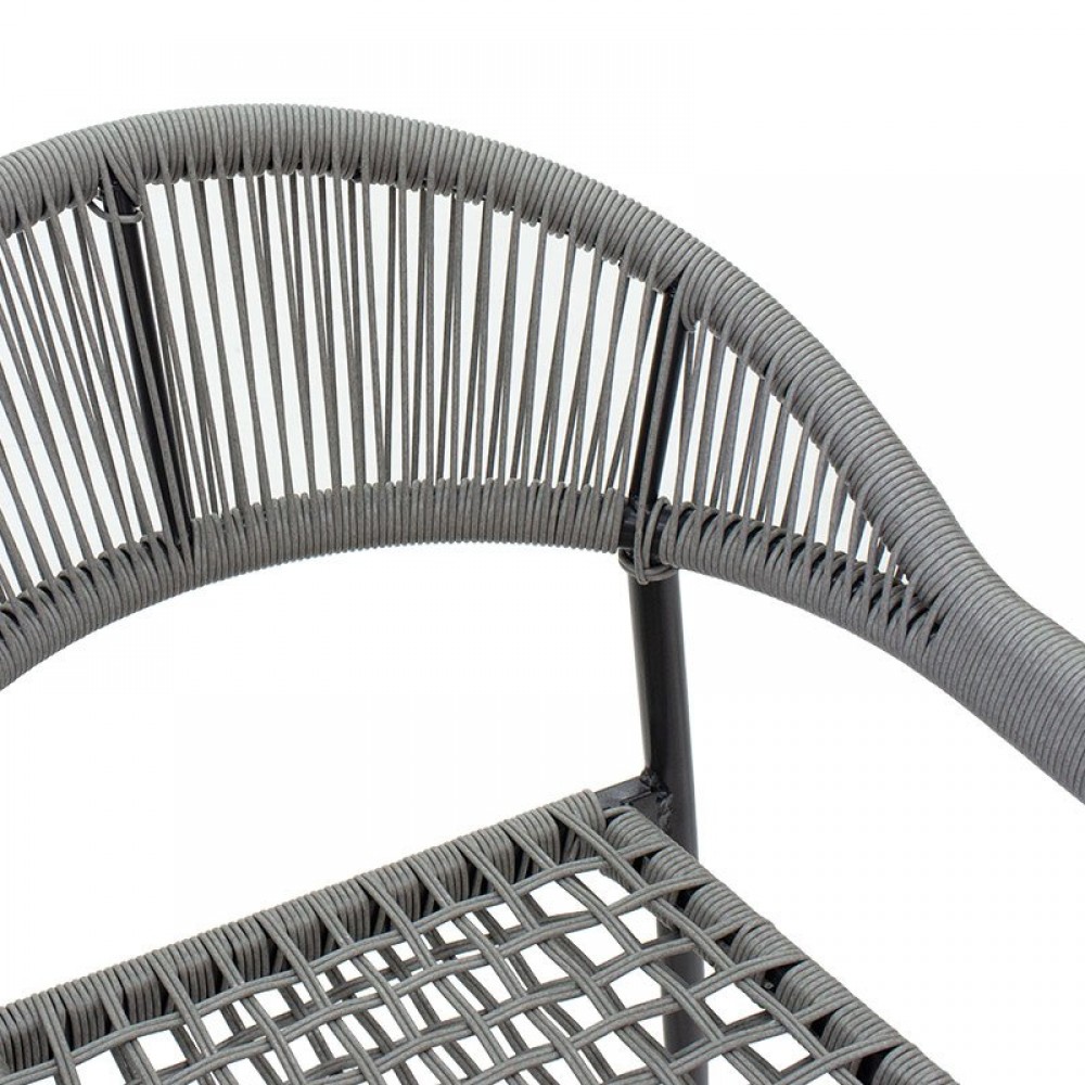 Πολυθρόνα κήπου "TIANA" από μέταλλο/rattan σε χρώμα γκρι/μαύρο 56x56x74