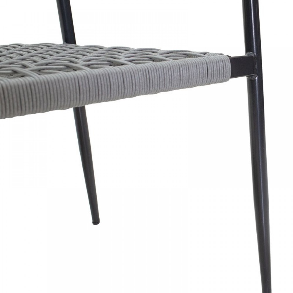 Πολυθρόνα κήπου "TIANA" από μέταλλο/rattan σε χρώμα γκρι/μαύρο 56x56x74