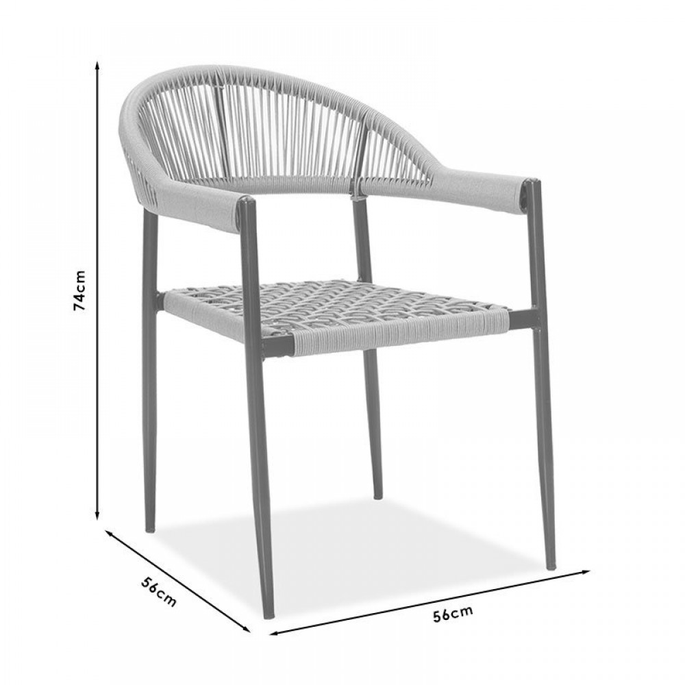 Πολυθρόνα κήπου "TIANA" από μέταλλο/rattan σε χρώμα γκρι/μαύρο 56x56x74