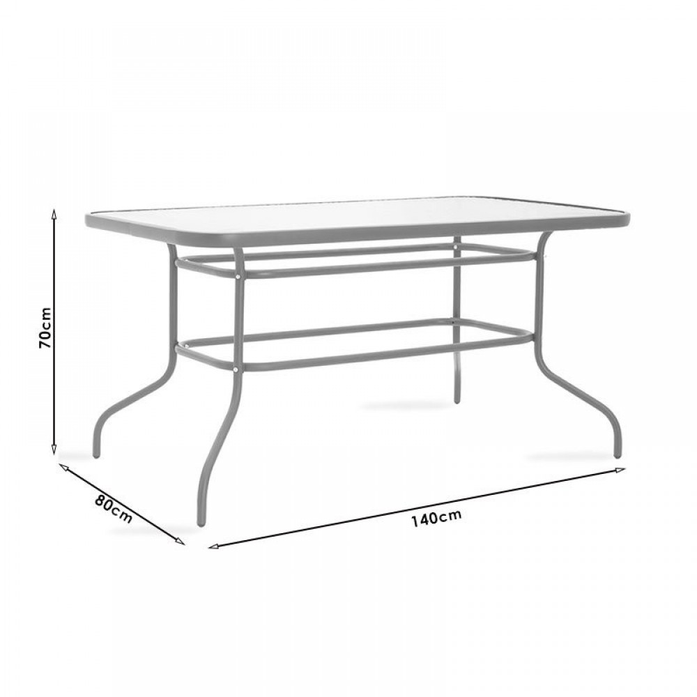 Τραπεζαρία κήπου "VALOR TADE" 5τμχ από μέταλλο/rattan σε χρώμα γκρι 140x80x70