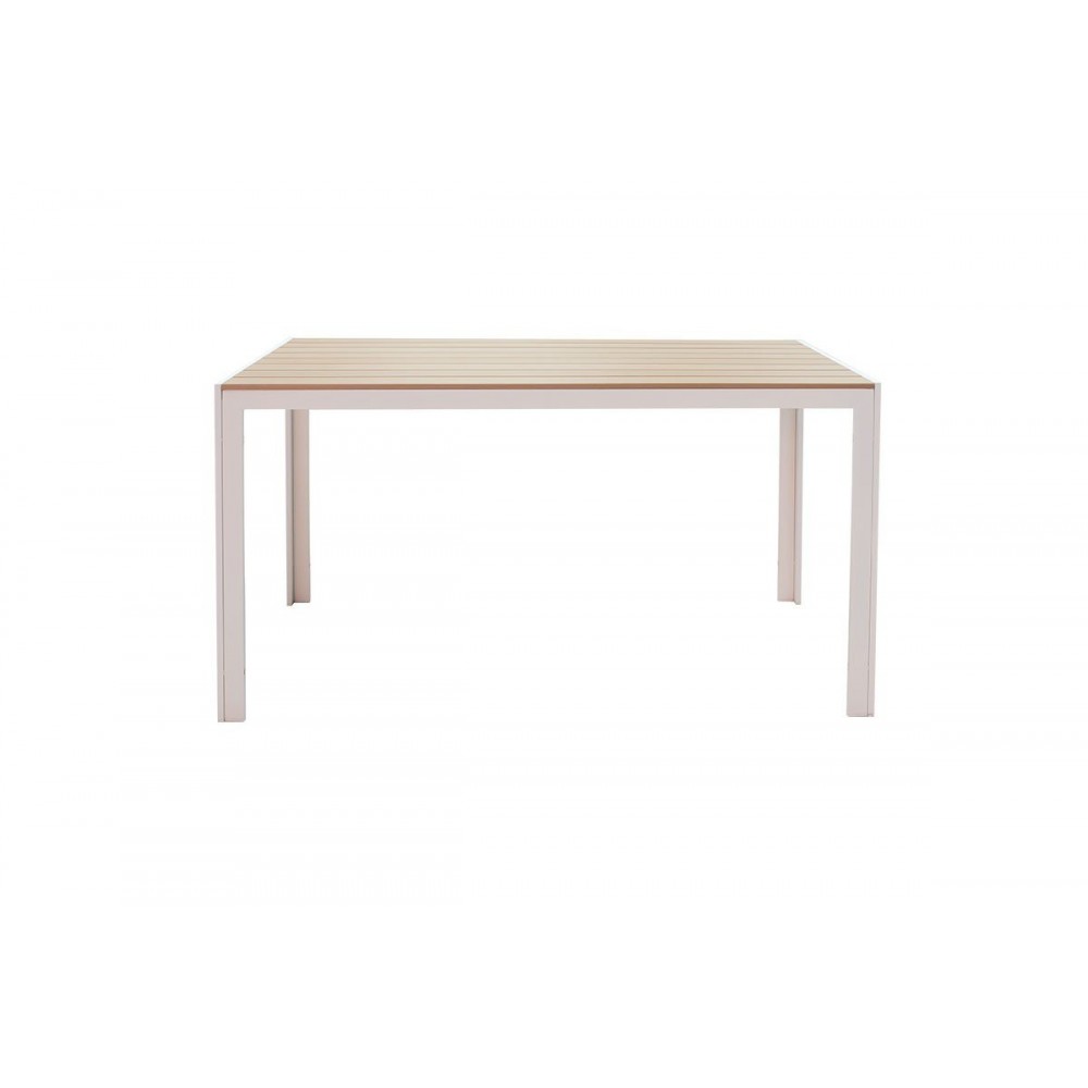 Τραπέζι κήπου "NARES" από αλουμίνιο-polywood σε λευκό-φυσικό χρώμα 140x80x72,5