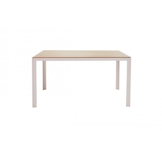 Τραπέζι κήπου "NARES" από αλουμίνιο-polywood σε λευκό-φυσικό χρώμα 140x80x72,5