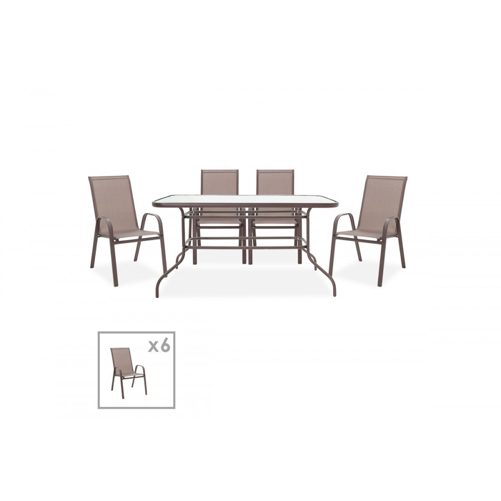 Τραπεζαρία Κήπου Valor-Calan Σετ 7Τεμ Pakoworld Μέταλλο-Tex