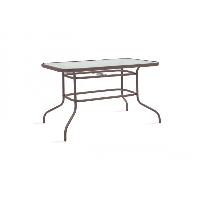 Τραπεζαρία κήπου "VALOR OBBI" 7τμχ από μέταλλο/rattan σε χρώμα καφέ 140x80x70