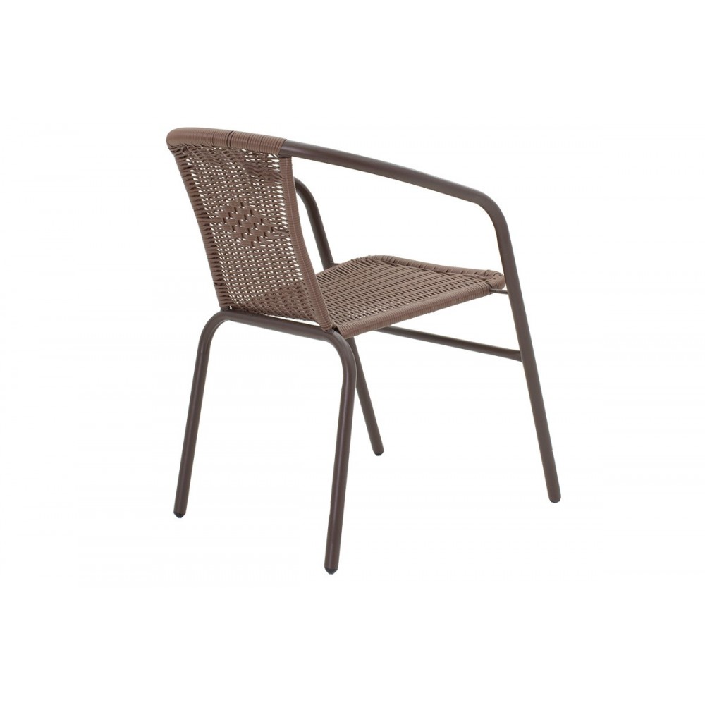 Τραπεζαρία κήπου "VALOR OBBI" 7τμχ από μέταλλο/rattan σε χρώμα καφέ 140x80x70