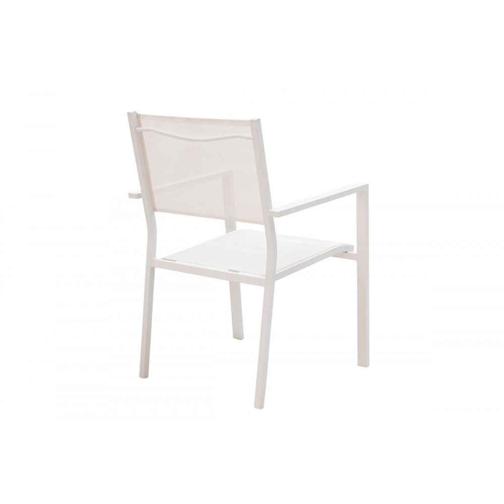 Τραπεζαρία κήπου 5τμχ "NARES-MOLY" από αλουμίνιο/textilene σε λευκό/φυσικό χρώμα 140x80x72.5