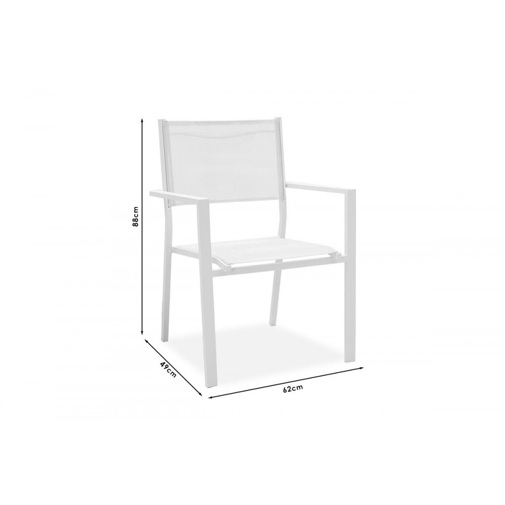 Τραπεζαρία κήπου 5τμχ "NARES-MOLY" από αλουμίνιο/textilene σε λευκό/φυσικό χρώμα 140x80x72.5