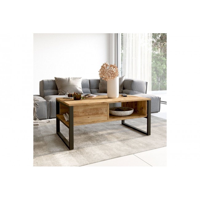 Τραπέζι σαλονιού ''HONORA'' σε χρώμα oak/μαύρο 100x60x44,5