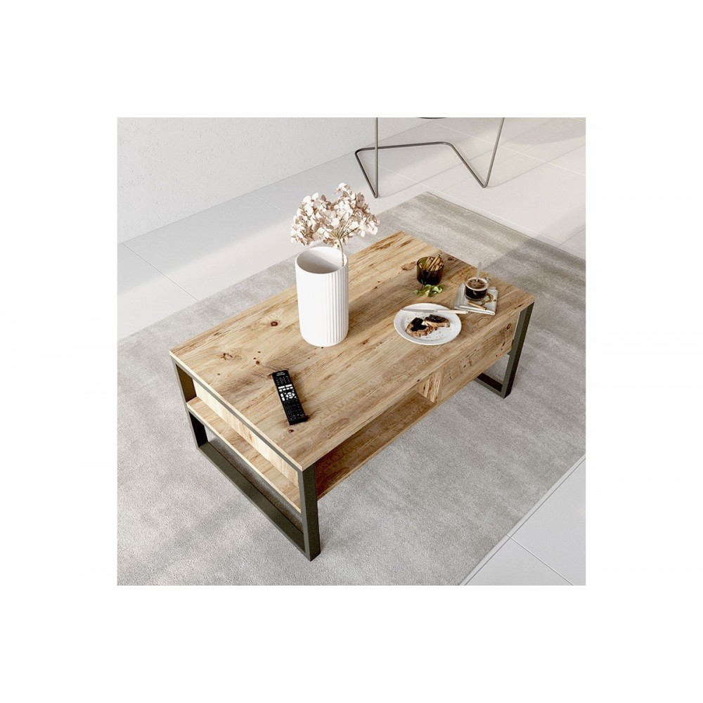 Τραπέζι σαλονιού ''HONORA'' σε χρώμα oak/μαύρο 100x60x44,5