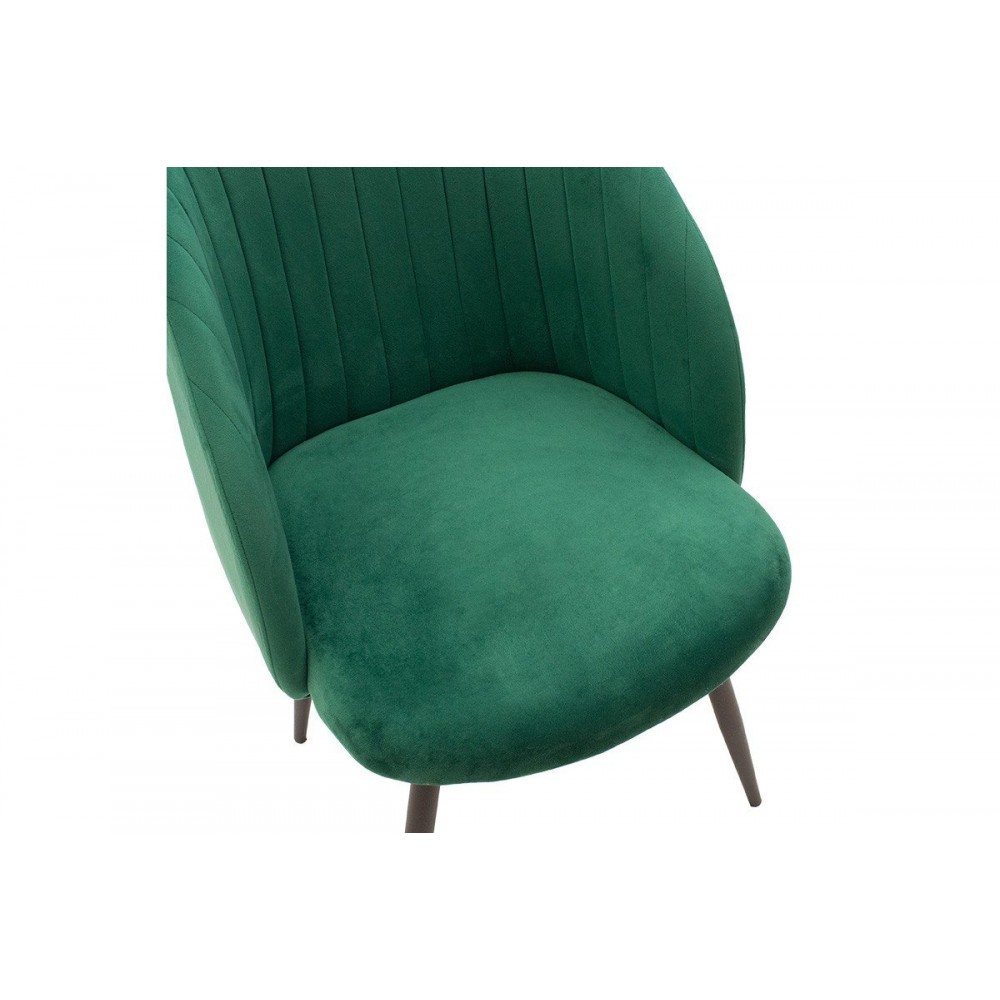 Πολυθρόνα "OASIS" από βελούδο/μέταλλο σε μαύρο/πράσινο χρώμα 54x52x84