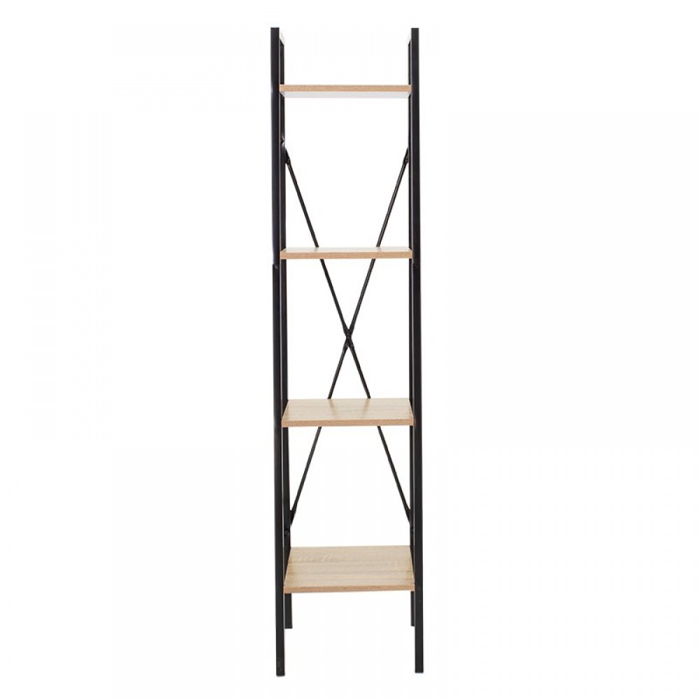 Βιβλιοθήκη "RAMON" από μέταλλο σε χρώμα φυσικό/μαύρο 34x32,5x148