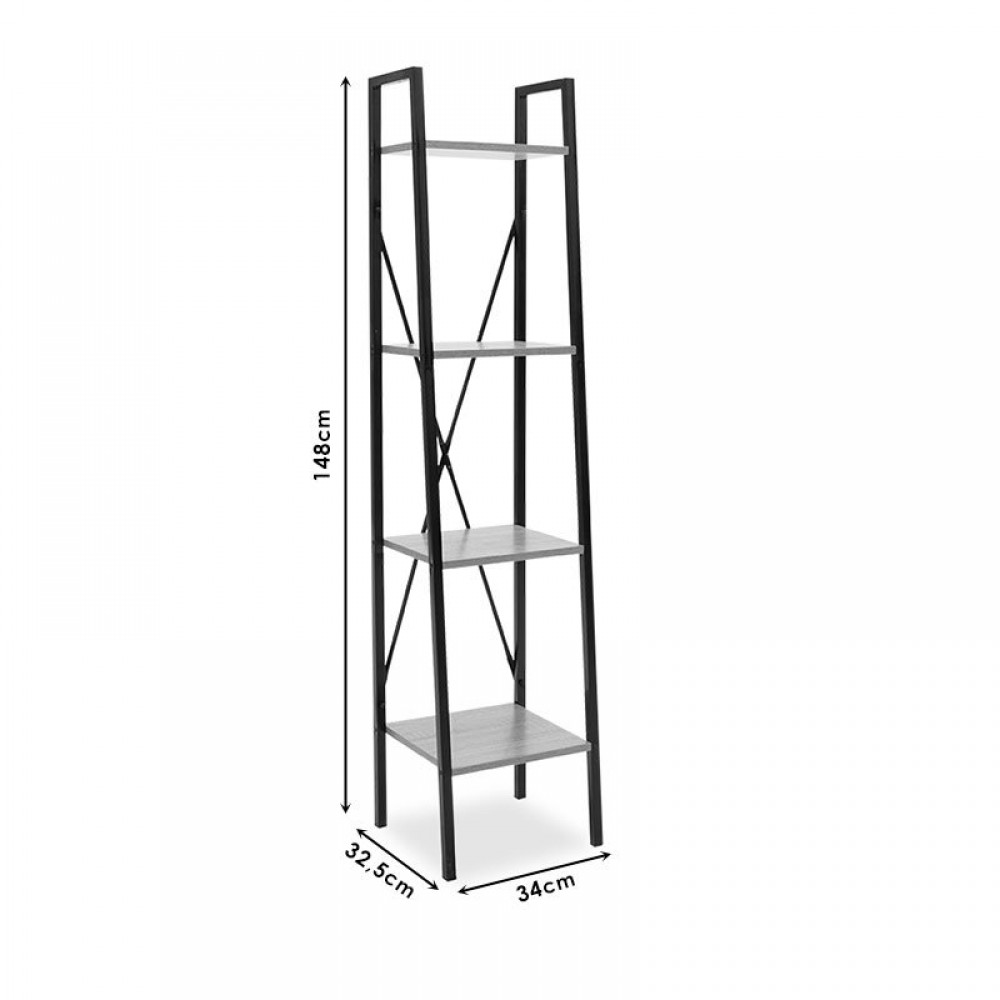 Βιβλιοθήκη "RAMON" από μέταλλο σε χρώμα φυσικό/μαύρο 34x32,5x148