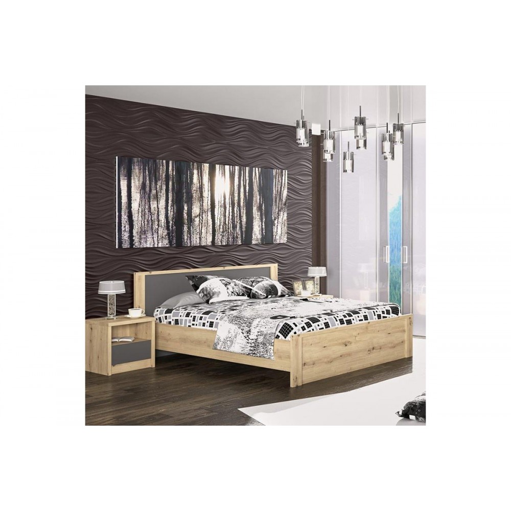 Κρεβάτι "LAVINIA" διπλό σε sonoma/ανθρακί χρώμα 185x204,5x85