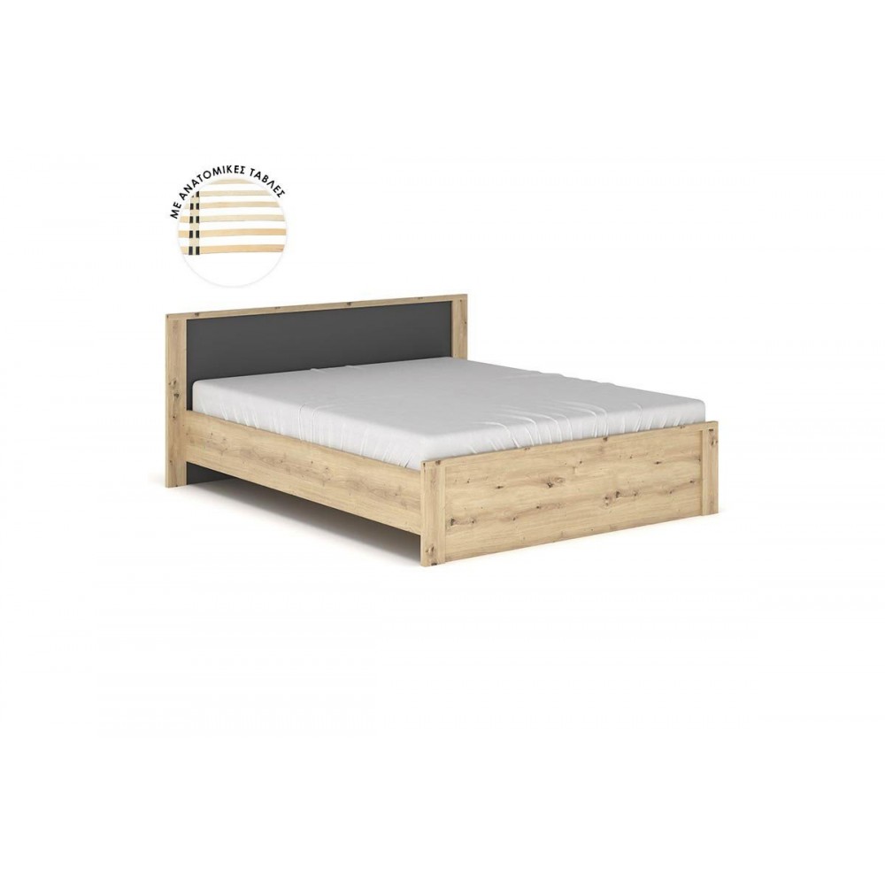 Κρεβάτι "LAVINIA" διπλό σε sonoma/ανθρακί χρώμα 185x204,5x85