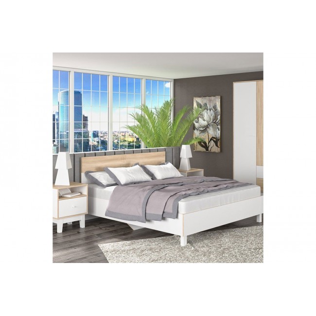 Κρεβάτι "AWELL"  σε sonoma/λευκό χρώμα 164x203x91