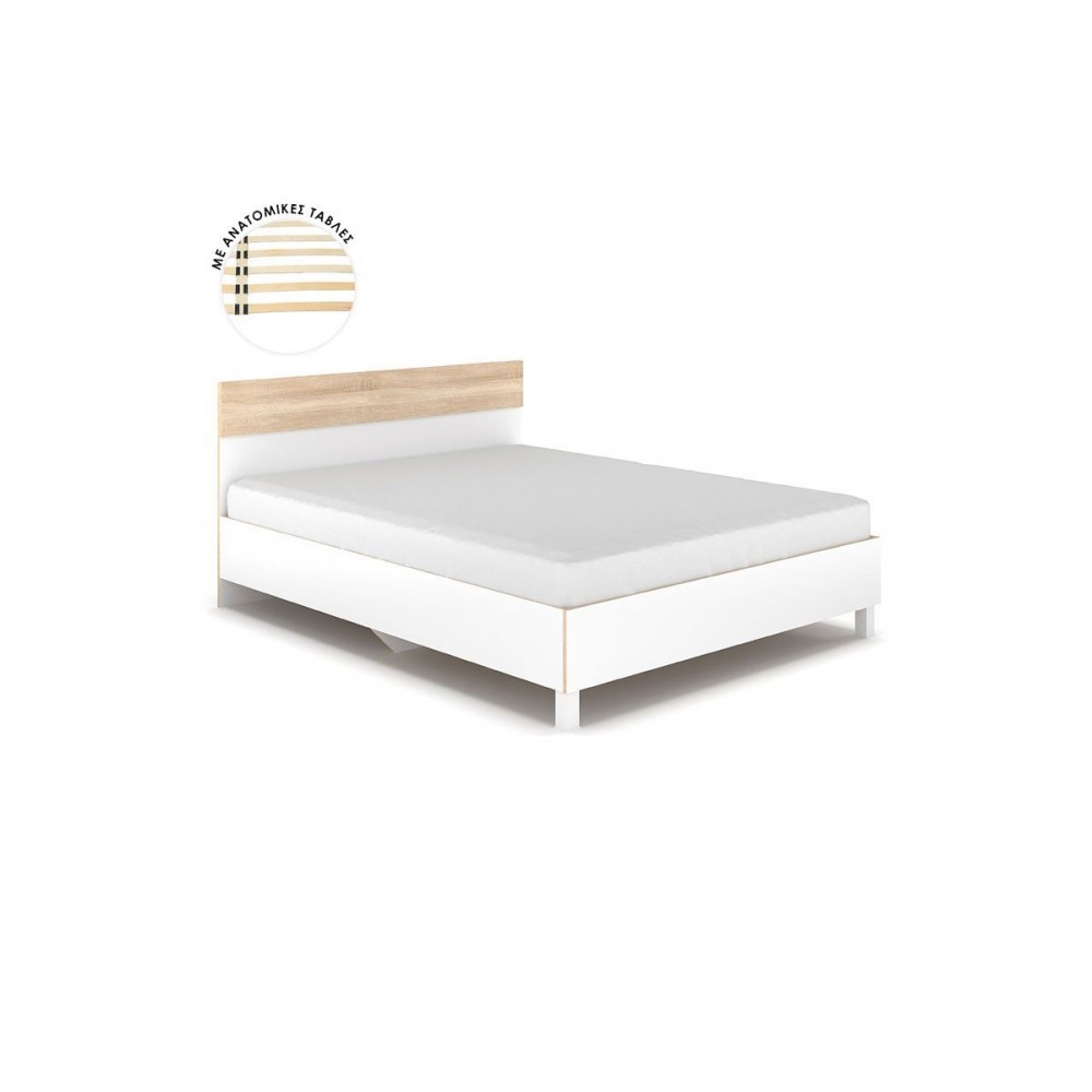 Κρεβάτι "AWELL"  σε sonoma/λευκό χρώμα 164x203x91