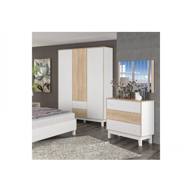 Ντουλάπα "AWELL" τρίφυλλη σε sonoma/λευκό χρώμα 153,5x54,5x216