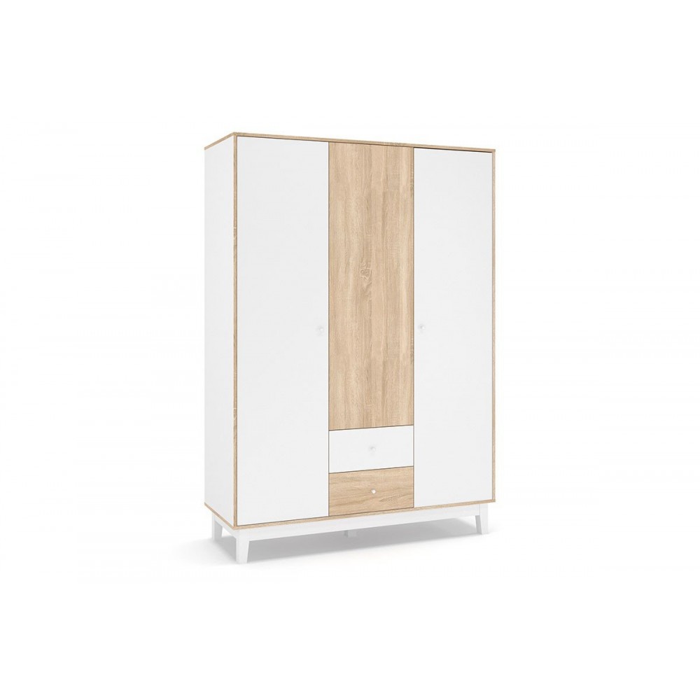 Ντουλάπα "AWELL" τρίφυλλη σε sonoma/λευκό χρώμα 153,5x54,5x216