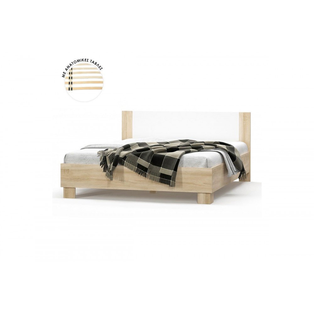 Κρεβάτι "GENEVA" σε φυσικό/λευκό χρώμα 160x200