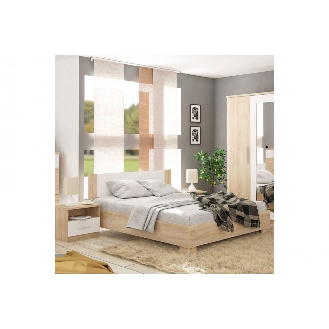 Κρεβάτι "GENEVA" σε φυσικό/λευκό χρώμα 160x200