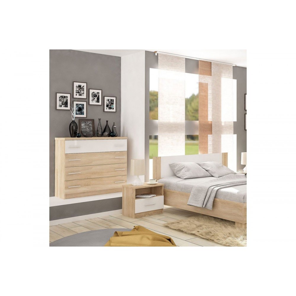 Κομοδίνο "GENEVA"  σε φυσικό/λευκό χρώμα 50x37x45.5