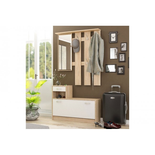 Έπιπλο εισόδου ''JAMIE'' από φυσικό/λευκό 100x27,5x187