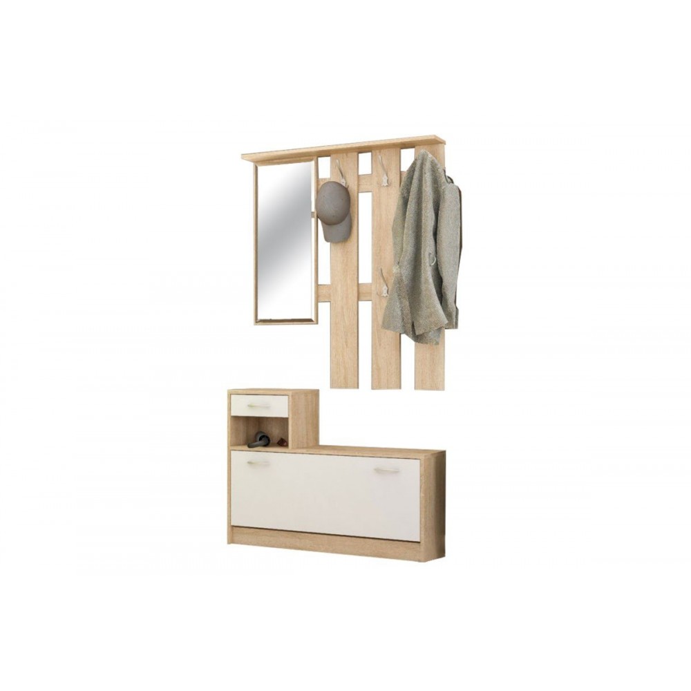 Έπιπλο εισόδου ''JAMIE'' από φυσικό/λευκό 100x27,5x187