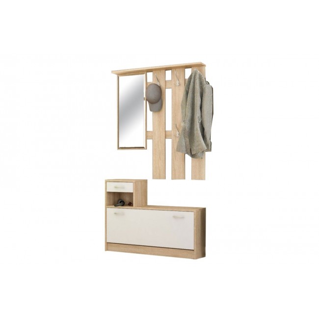 Έπιπλο εισόδου ''JAMIE'' από φυσικό/λευκό 100x27,5x187