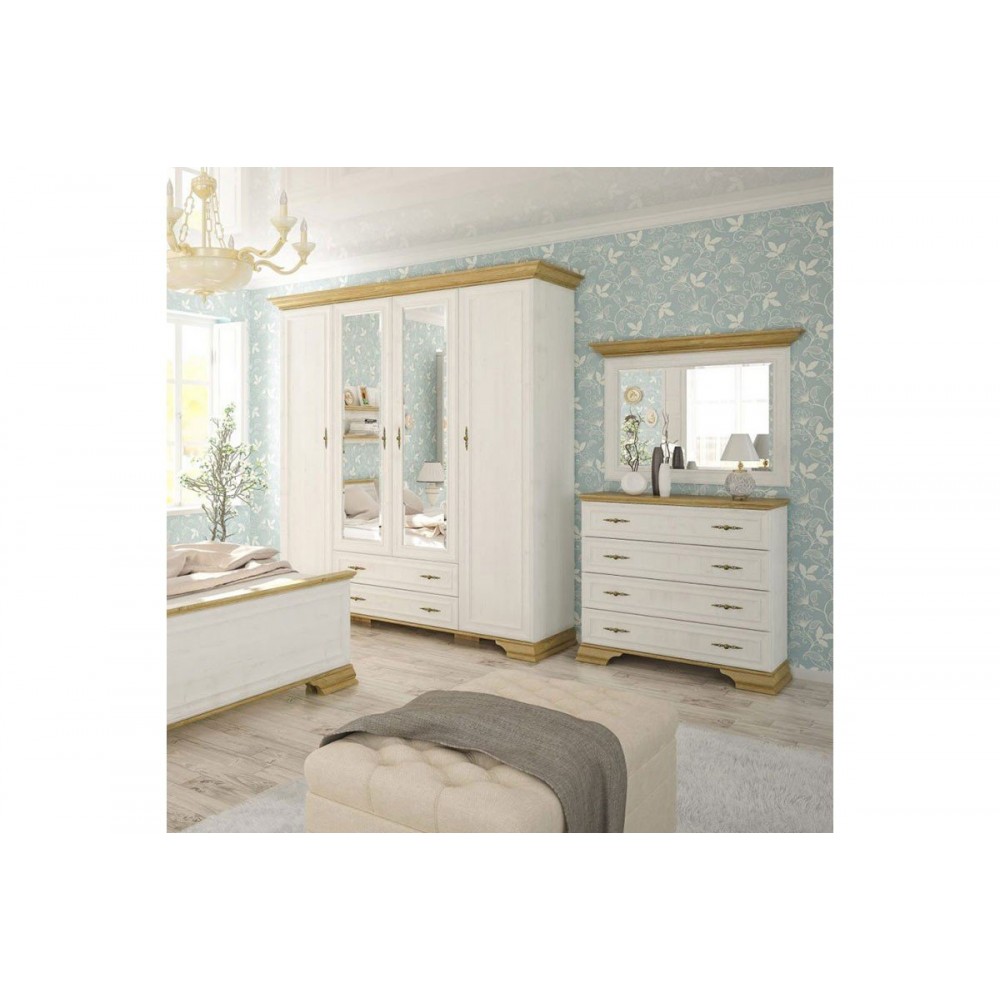 Συρταριέρα "JADEN" σε λευκό/φυσικό χρώμα 93,5x39x88,5