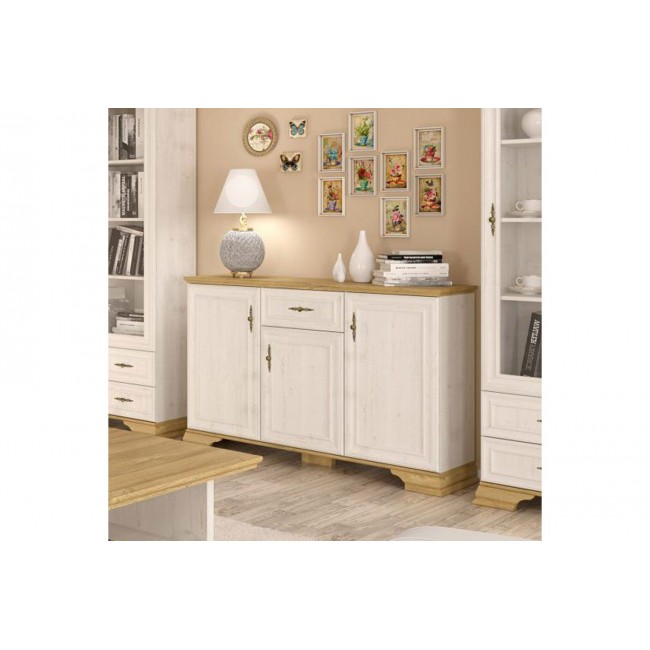 Μπουφές ''JADEN'' σε χρώμα golden oak-λευκό antique 137,5x39x88,5