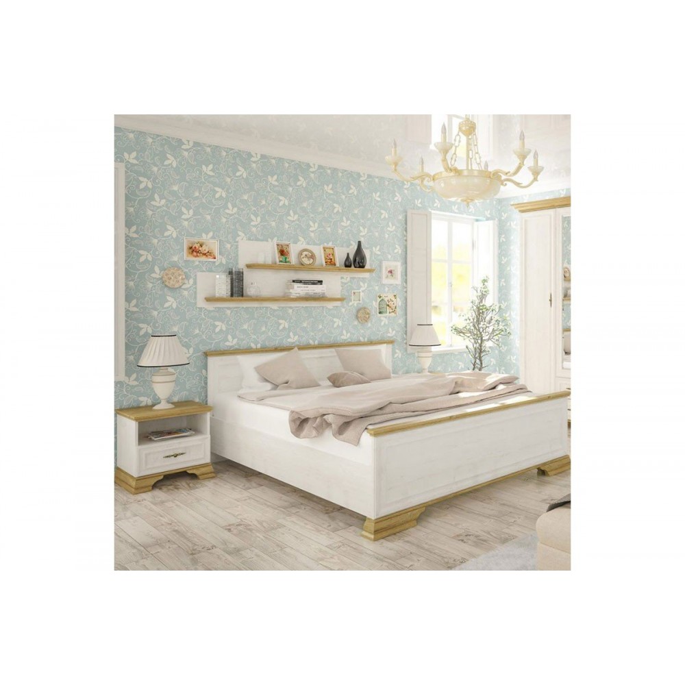 Κρεβάτι "JADEN" σε φυσικό/λευκό antique χρώμα 170x207,5x81