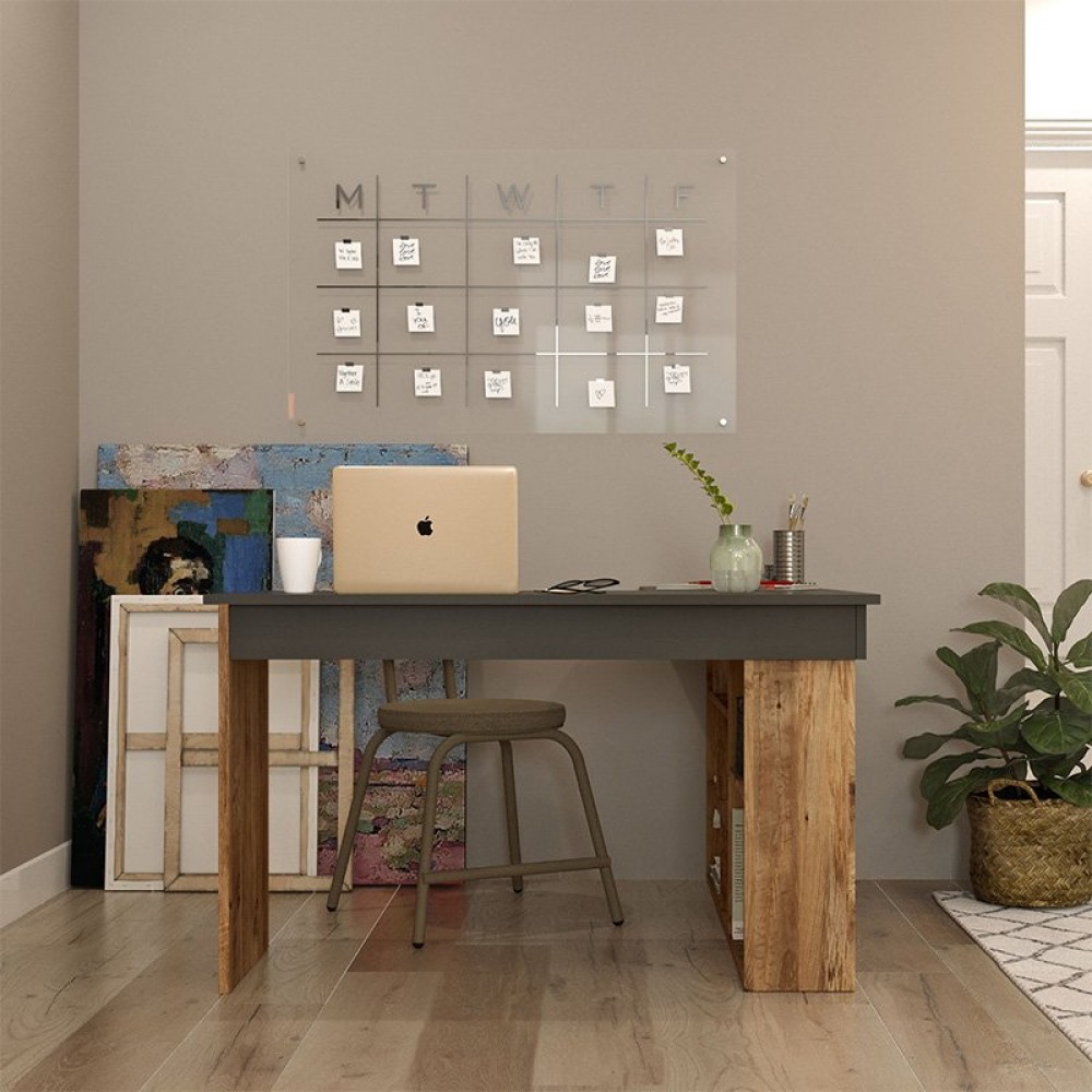 Γραφείο γωνιακό "ROSALINE" σε χρώμα  ανθρακί-oak 120x129x72