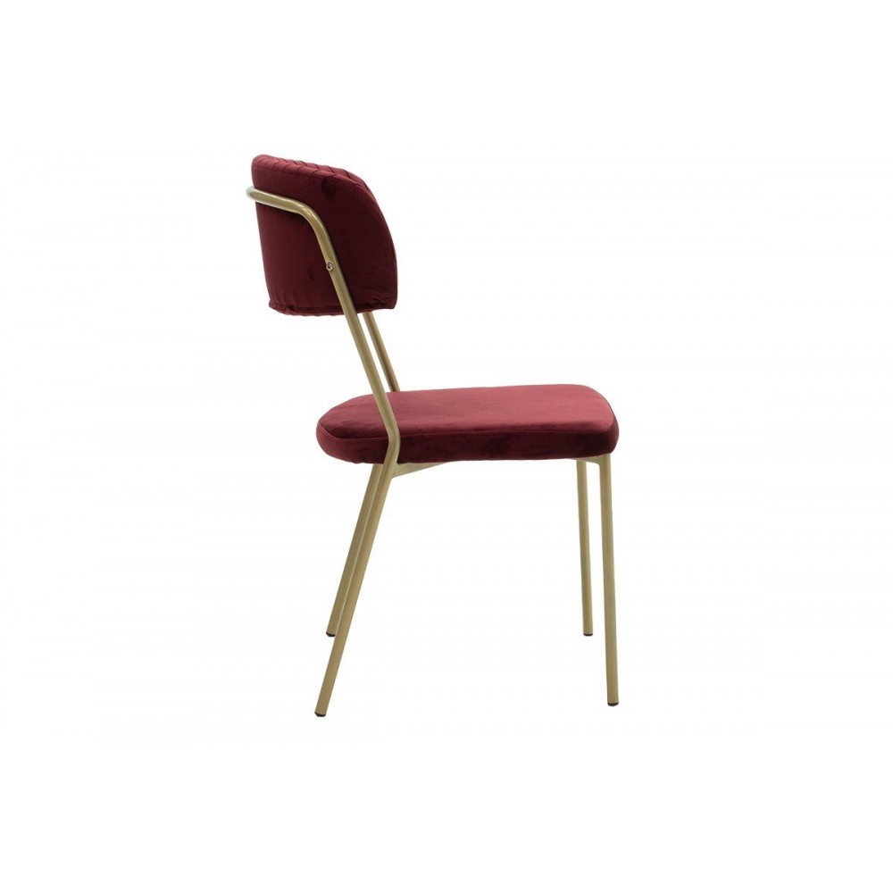 Καρέκλα "LIVIO" από βελούδο/μέταλλο σε μπορντώ/χρυσό χρώμα 53x59x89