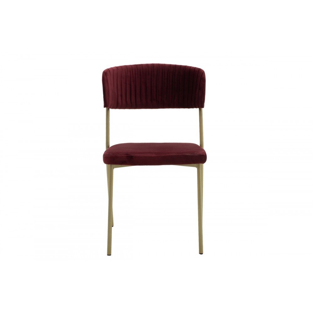 Καρέκλα "LIVIO" από βελούδο/μέταλλο σε μπορντώ/χρυσό χρώμα 53x59x89