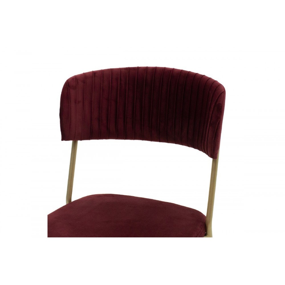 Καρέκλα "LIVIO" από βελούδο/μέταλλο σε μπορντώ/χρυσό χρώμα 53x59x89