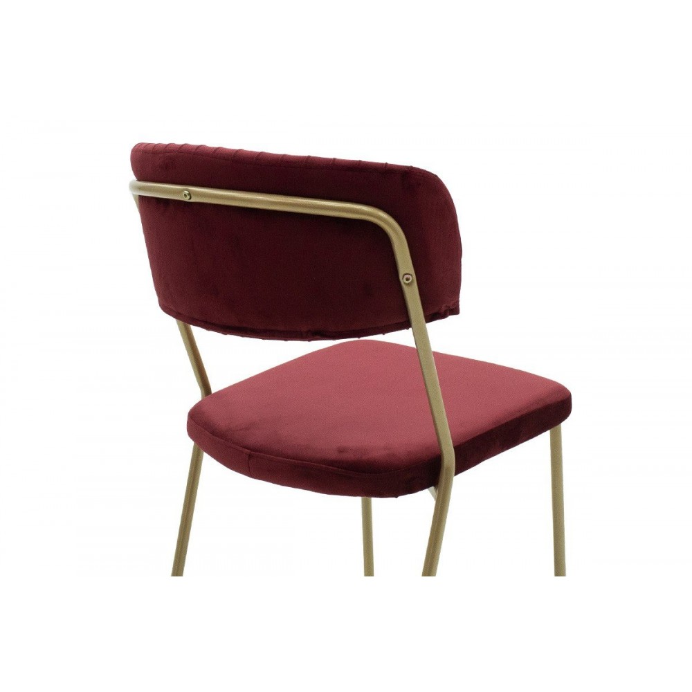 Καρέκλα "LIVIO" από βελούδο/μέταλλο σε μπορντώ/χρυσό χρώμα 53x59x89