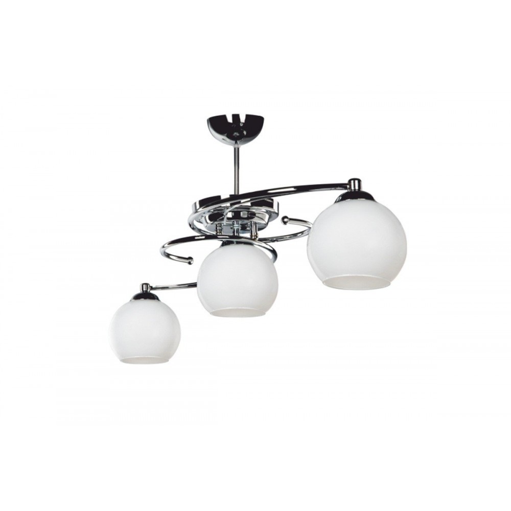 Φωτιστικό οροφής "PWL-0966" τρίφωτο από μέταλλο/γυαλί σε ασημί/λευκό χρώμα Ε27 Φ85x34.5