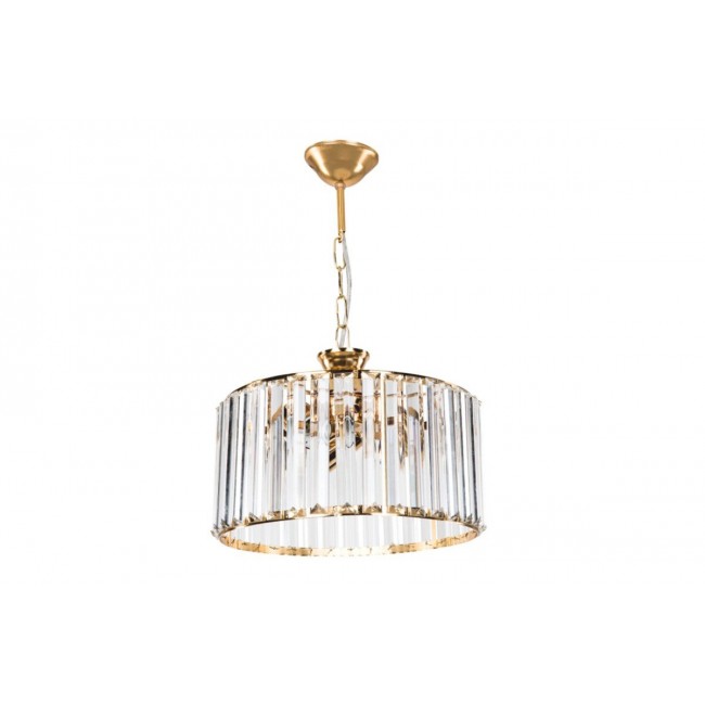 Φωτιστικό οροφής "PWL-0979" τρίφωτο από μέταλλο/γυαλί σε χρυσό/διάφανο χρώμα Ε27 Φ30x45