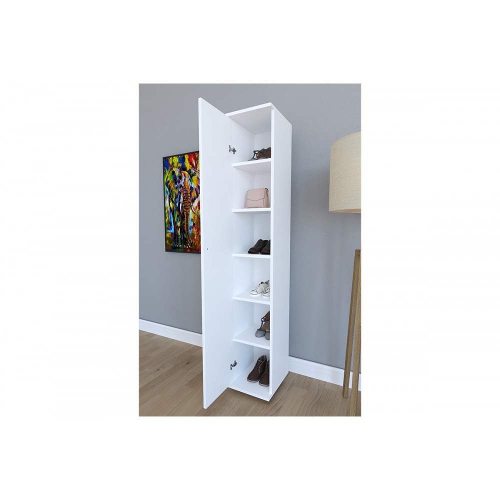 Ντουλάπι/στήλη-παπουτσοθήκη ''JUAN'' σε χρώμα λευκό 30x35x177