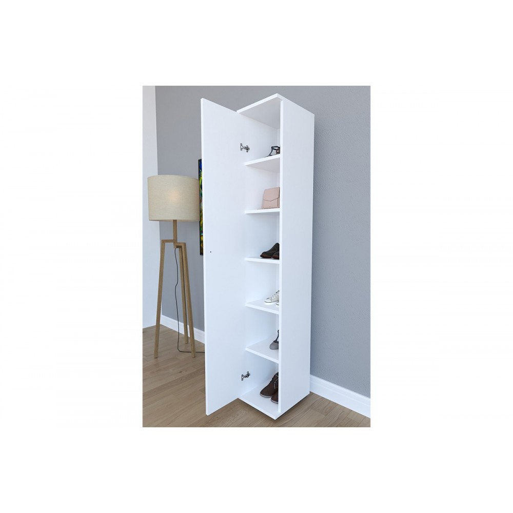 Ντουλάπι/στήλη-παπουτσοθήκη ''JUAN'' σε χρώμα λευκό 30x35x177