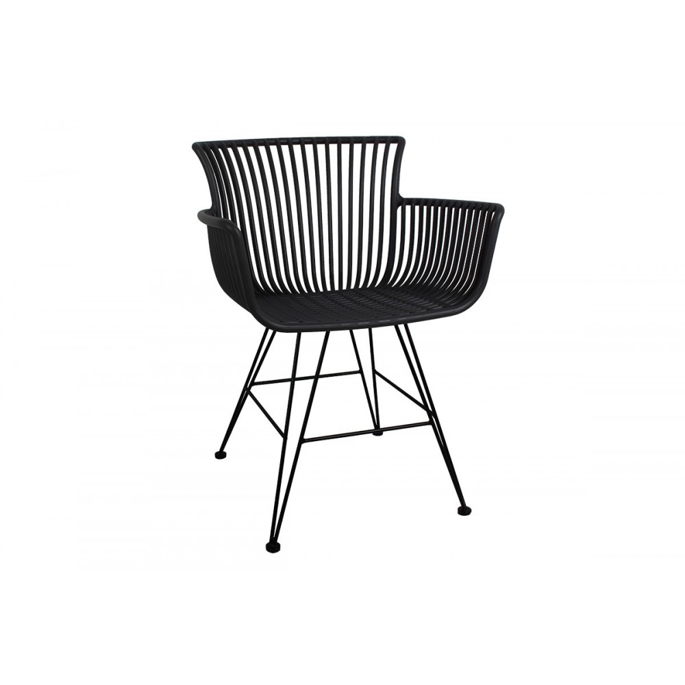 Πολυθρόνα "KIT" από PP/μέταλλο σε μαύρο χρώμα 60x51x84