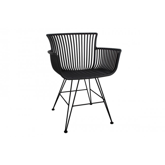 Πολυθρόνα "KIT" από PP/μέταλλο σε μαύρο χρώμα 60x51x84