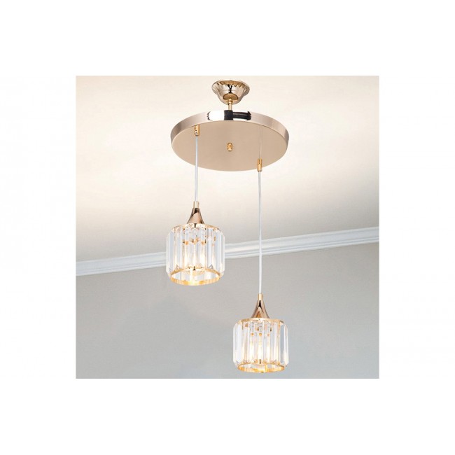 Φωτιστικό "PWL-1025" δίφωτο από μέταλλο/γυαλί σε χρυσό χρώμα Ε27 Φ30x70