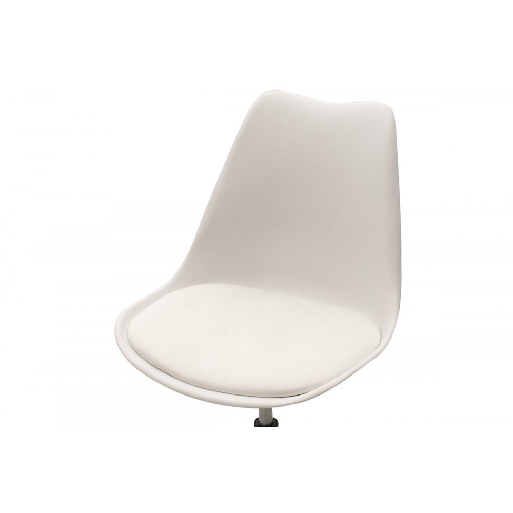 Καρέκλα γραφείου εργασίας "GASTON II" από PP/PU/μέταλλο σε λευκό/ασημί χρώμα 48x57x93